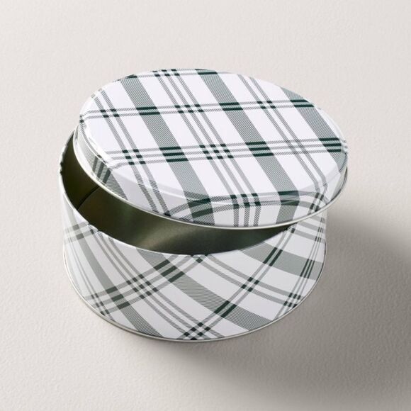 Hearth & Hand Magnolia Christmas Plaid Tin Container - Picture 1 of 6